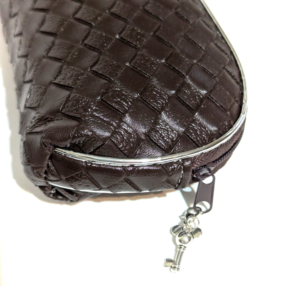 Dark Brown Woven Coin Purse/Wristlet NWOT